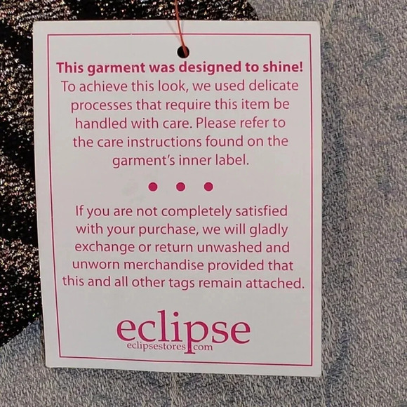 Eclipse NWT Women's Cut Out Sleeves Sparkly Black & Gold Blouse Size Large - Picture 5 of 12